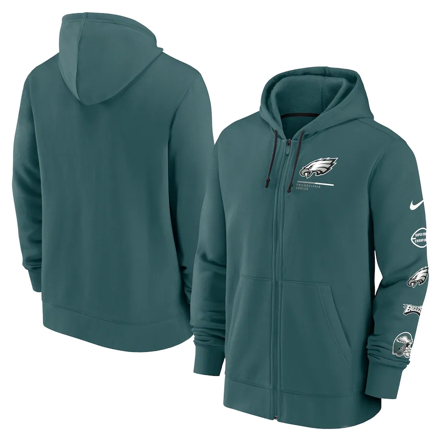 Mens nike midnight green philadelphia eagles- surrey full zip hoodie->nike air jordan->Sneakers